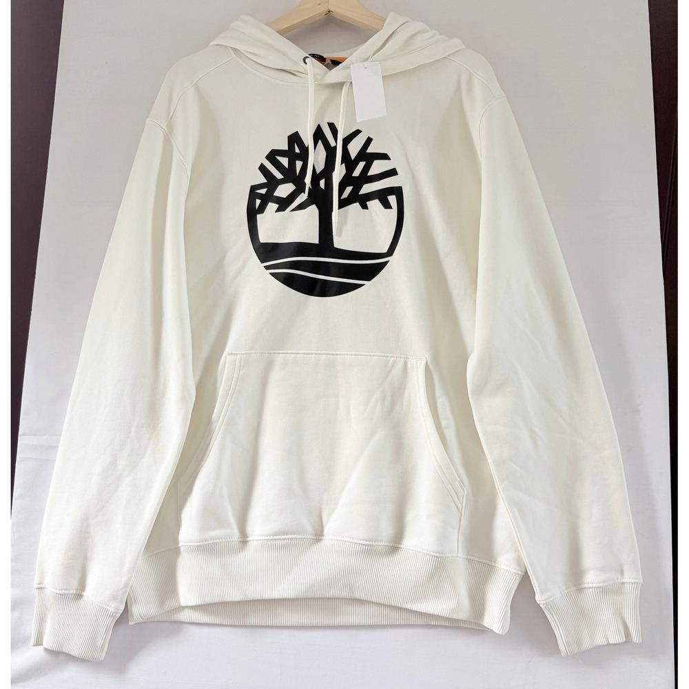 Timberland Mens Logo Hoodie Off White Cream Regular Fit TB0A2BJH CM9 Large
